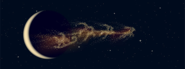 圣诞老人飞过夜空星星背景，矢量插图图片下载