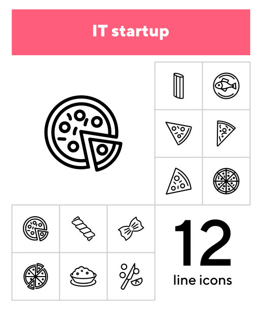 意大利美食线图标集图片下载