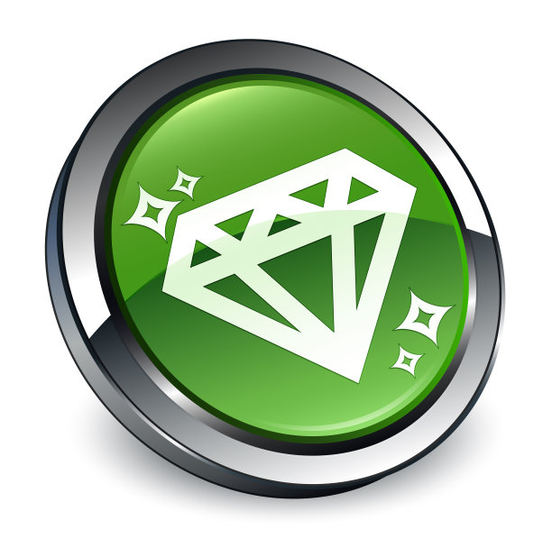 钻石图标3d软绿色圆形按钮图片下载