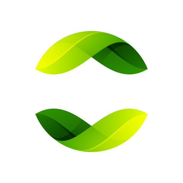 由扭曲的绿叶构成的生态圈标志。图片下载