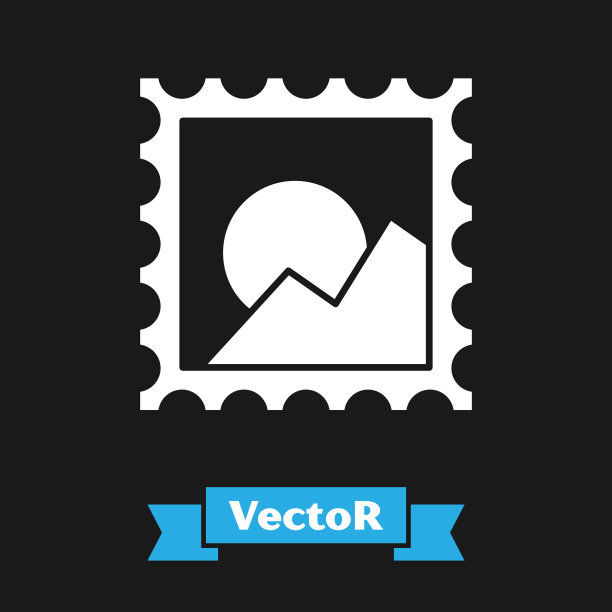 白色图片风景图标孤立在黑色背景。矢量图图片下载