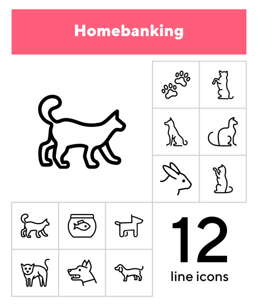 家庭宠物线图标设置图片下载