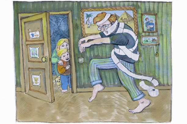 爸爸在厕纸里重绕的有趣绘画游戏图片下载