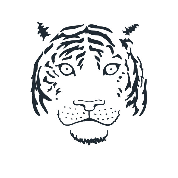老虎的脸或头。手绘老虎头动物或捕食者孤立在白色背景。向量图片下载