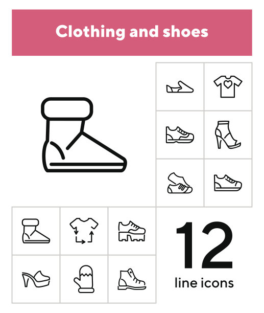 服装和鞋类系列图标设置图片下载