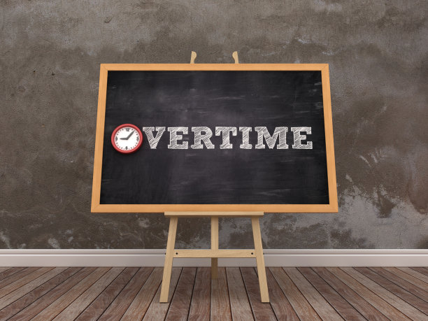 画架与超时文字和时钟在房间- 3D渲染图片下载