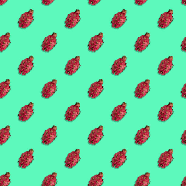 无缝模式的热带水果在彩色的背景图片下载