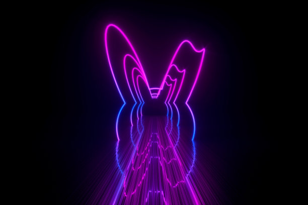 门户的新剪影野兔的耳朵3d插图图片下载