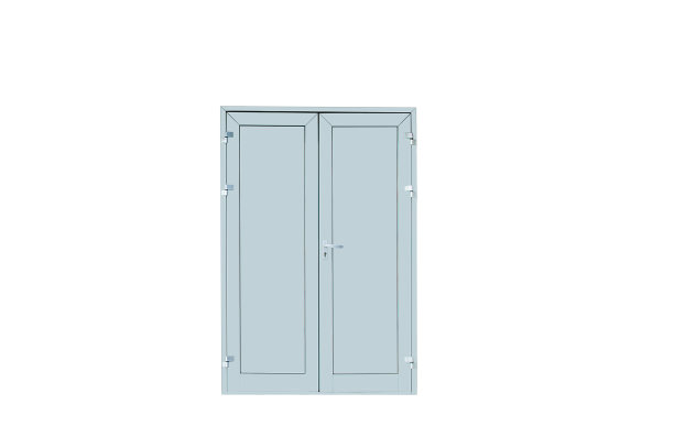 金属灰色的门。白色的隔离。大楼的服务入口。图片下载