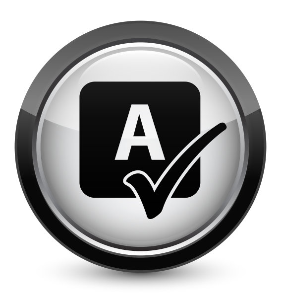 拼写检查图标水晶黑色圆形按钮图片下载