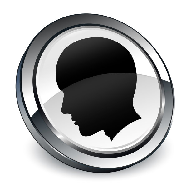 头部男性面部图标3d白色圆形按钮图片下载