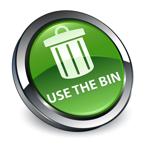 使用3D柔和绿色圆形垃圾箱图标按钮图片下载