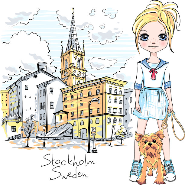 斯德哥尔摩的女孩和狗图片下载