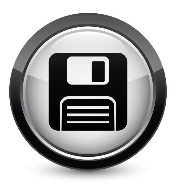 软盘图标水晶黑色圆形按钮图片下载