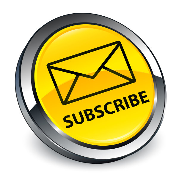订阅(电子邮件图标)3d黄色圆形按钮图片下载