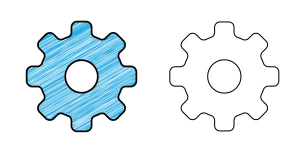 齿轮图标设计与阴影纹理图片下载