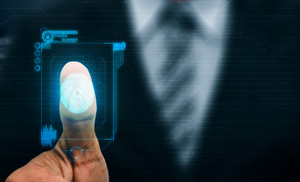 指纹生物识别数字扫描技术。图片下载