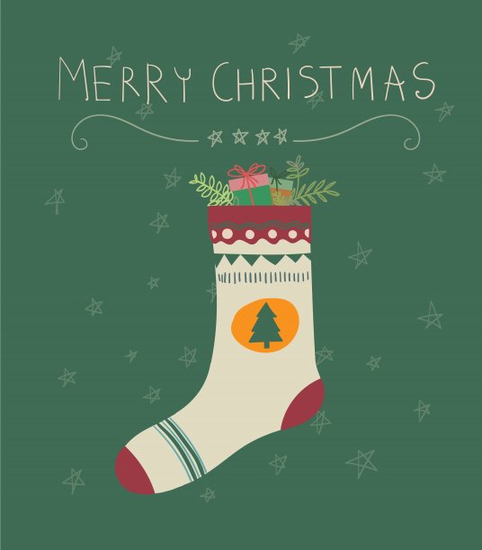 圣诞袜与礼物，节日概念。图片下载