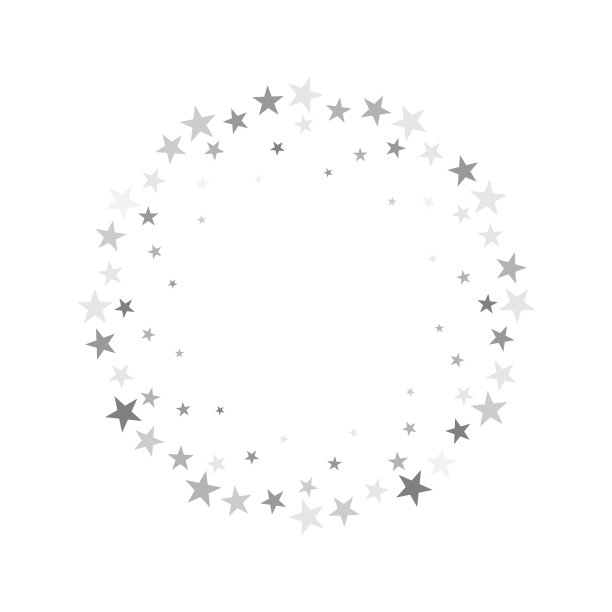 螺旋框架的银星在白色的背景。向量图片下载