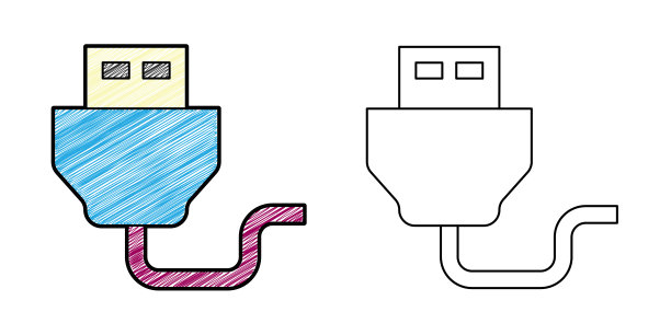 USB图标设计与阴影纹理图片下载