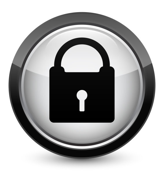 挂锁图标水晶黑色圆形按钮图片下载