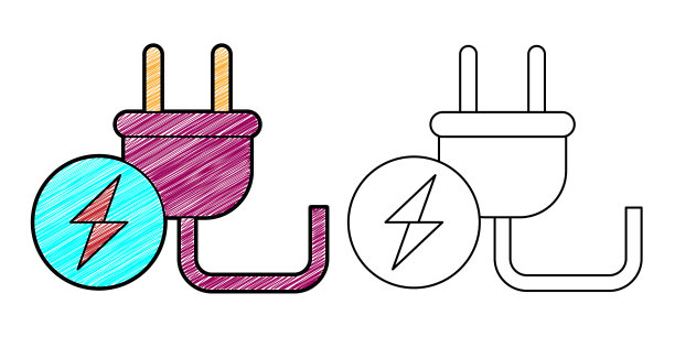 用电图标设计与阴影纹理图片下载