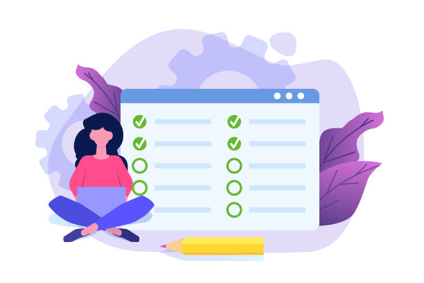 在线测试，E-learning，教育观念，人们都在学习申请表。矢量插图。图片下载