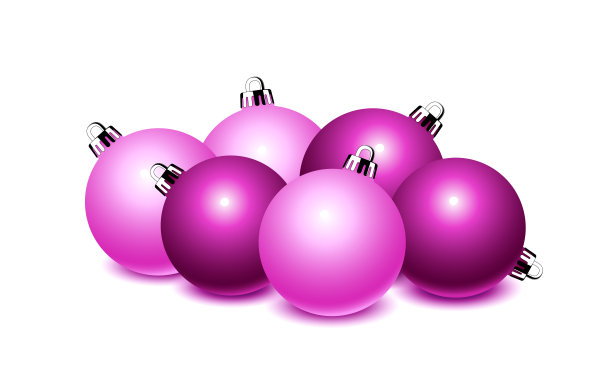 粉色圣诞彩饰群横幅装饰，矢量插图孤立在白色的背景图片下载