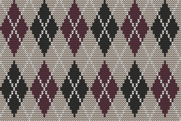 菱形花纹印。菱形无缝针织图案图片下载