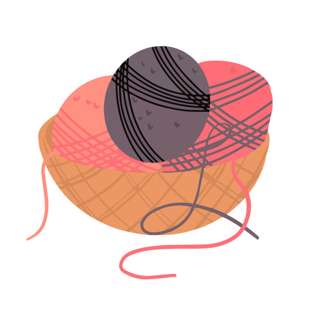 篮子里的线束。手工制作的。针织。秋天。冬天。矢量图。图片下载