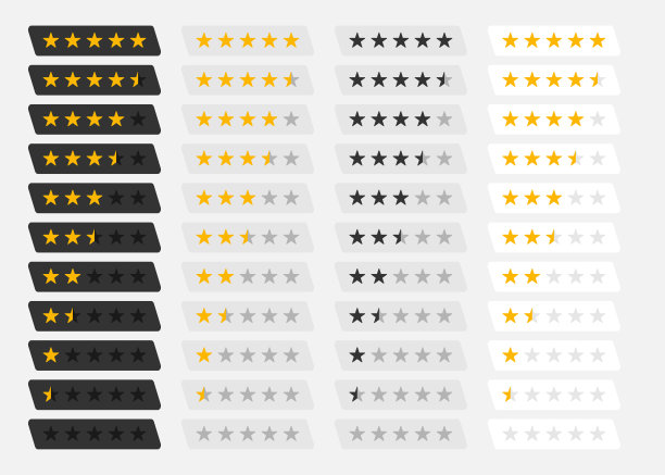 一套星级评级。客户评论与金星图标。矢量插图。图片下载
