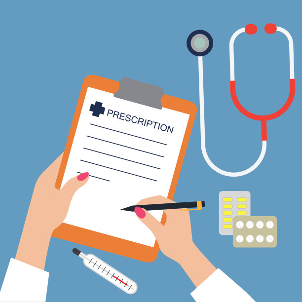 医生开具的医疗保健处方。矢量图图片下载