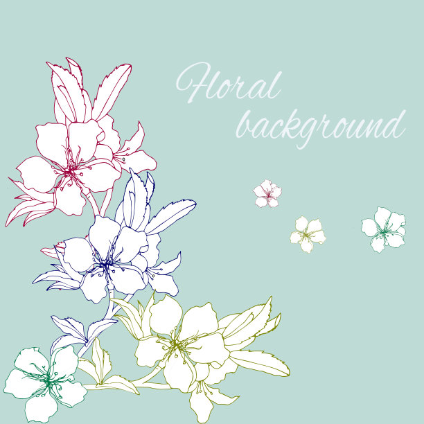 手绘花朵。春季等高线花卉装饰。矢量图图片下载