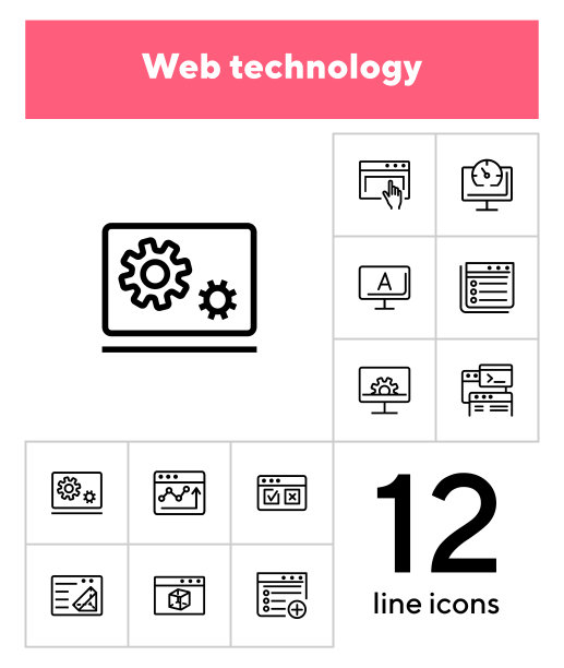 Web技术线性图标集图片下载