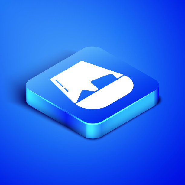 等距的威士忌和冰块图标孤立在蓝色背景。蓝色方块按钮。矢量图图片下载