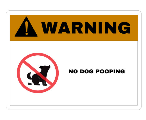 动物预防标志，警示牌上写着“注意不要让狗拉屎”，注意移动设备。标志，警告符号，矢量图。图片下载