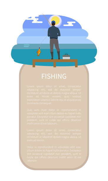 钓鱼的人与鲈鱼捕获在杆海报素材图片