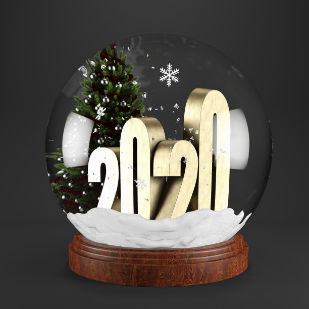2020年新年概念与雪花球图片下载