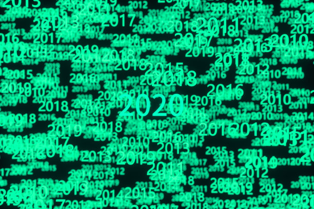 发光的时间数字与黑暗的背景，3d渲染。图片下载