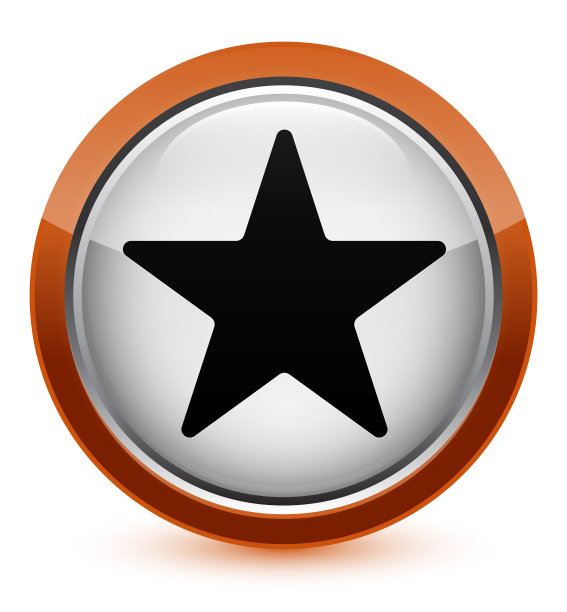 星星图标水晶棕色圆形按钮图片下载