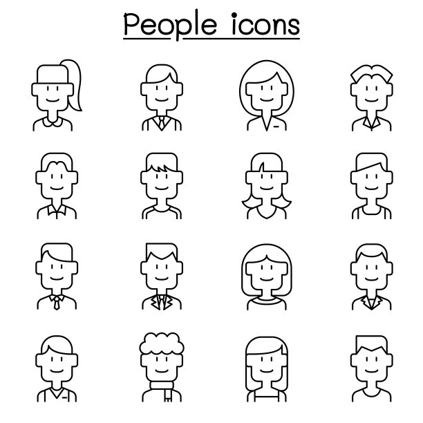 人，人，事业，职业的图标设置在细线风格图片下载