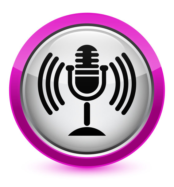 麦克风图标水晶粉色圆形按钮图片下载