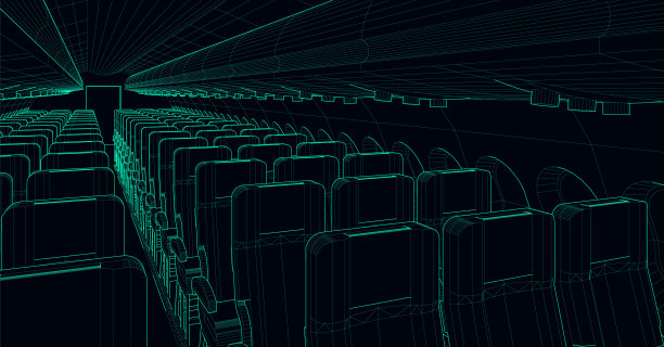 一架商业飞机的内部视图图片下载