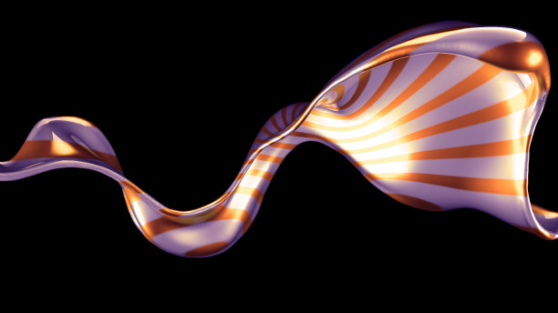 美丽优雅的金属飞溅在黑色背景上。3d渲染，3d渲染图片下载