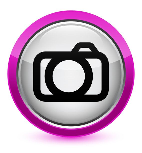 相机图标水晶粉色圆形按钮图片下载