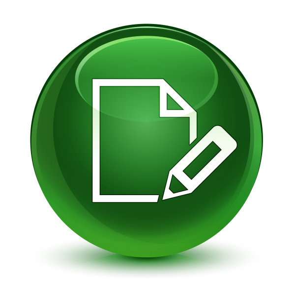 编辑文档图标玻璃软绿色圆形按钮图片下载