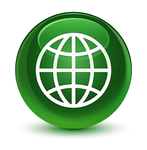 世界图标玻璃软绿色圆形按钮图片下载