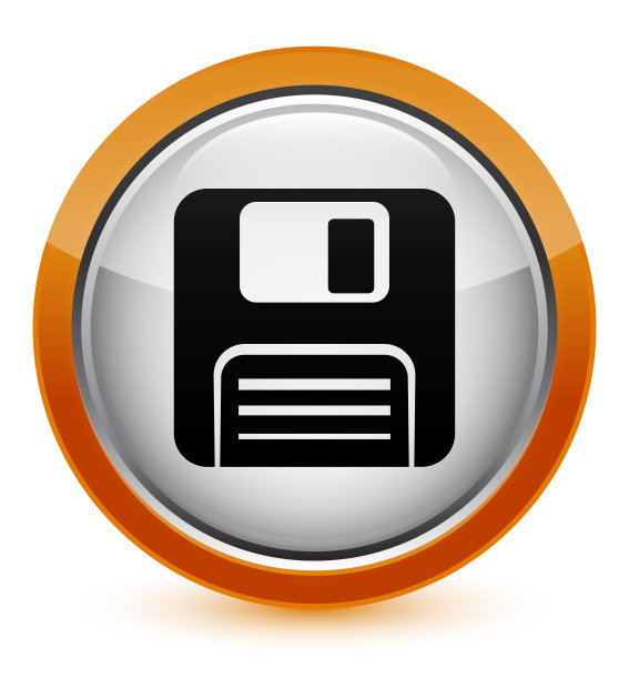 软盘图标水晶橙色圆形按钮图片下载