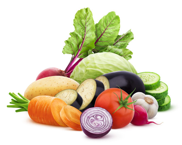 收集不同的蔬菜孤立在白色背景图片下载