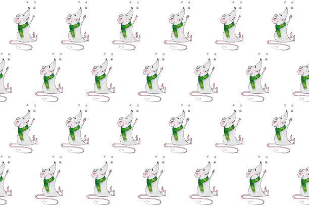 无缝图案与有趣的圣诞老鼠。手绘插图与酒精为基础的标记。图片下载